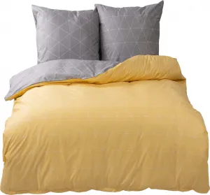 Постельное белье с геометрическим ромбовидным узором в желто-серых тонах, современное двустороннее хлопковое перкаль, размер: 4 предмета 155x220 см - большой размер One-Home