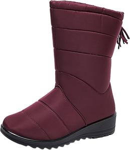 Женские зимние сапоги высокие с бахромой, теплые водонепроницаемые сапоги с кисточками, повседневная обувь WUNAMOX, Red