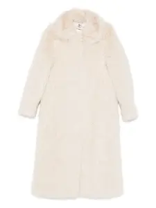 Длинное пальто с длинными рукавами из искусственного меха Semicouture, нейтральный