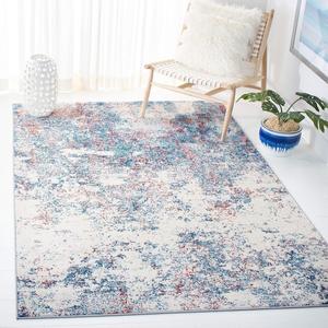 Ковер SAFAVIEH, 183 x 275 см, Brentwood Collection Navy / Red BNT822N Modern Abstract Non-Shedding для гостиной, спальни, столовой, домашнего офиса