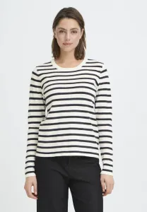 Топ с длинными рукавами и воротником-стойкой ihluls Ichi, Small White Total Ec Stripe