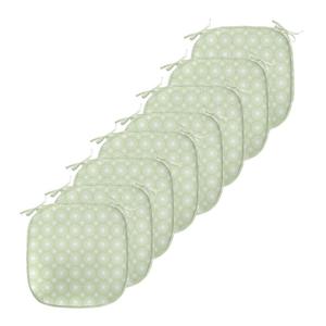 Подушки на обеденный стул ABAKUHAUS Flower, симметричные геометрические формы, декоративная водонепроницаемая подушка с ремнями для кухонных сидений, 40 см x 40 см — упаковка из 8 шт., фисташково-зеленый белый, бежевый