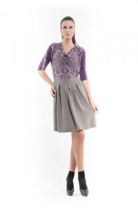 Платье с принтом и плиссированной юбкой Conquista, бургундия