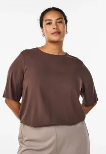 Блузка flash mit kurzen ärmeln und rundhalsausschnitt Zizzi, Seal Brown