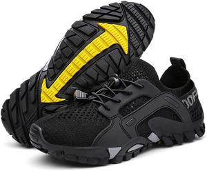 Мужские водные кроссовки для походов большого размера, трейловые кроссовки, легкие, быстро сохнущие, с противоскользящей подошвой для рыбалки, треккинга и прогулок по рекам Qacksv, черный