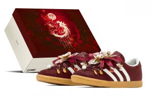 Кроссовки Stadt Auspicious Dragon And Phoenix Low top German Army Trainers Unisex Burgundy Adidas Originals, бордовый