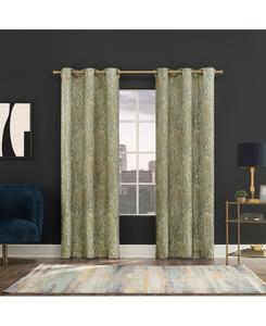 Полупрозрачная штора Halle с абстрактным геометрическим узором и люверсами No 918, Sage Green