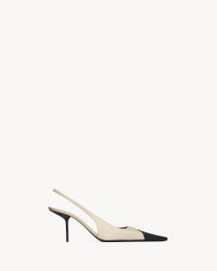 Туфли-лодочки BABYLONE BRETEUIL с открытой пяткой из гладкой кожи SAINT LAURENT, белый