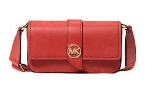Гринвичская сафьяновая кожаная сумка через плечо, кроссбоди ультрамаленькая женская красная MICHAEL KORS