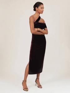 Платье миди Petite Dalia из бархата Reiss, Burgundy