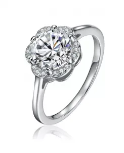 Кольцо-Лента с регулируемым размером паве из стерлингового серебра с выращенным в лаборатории муассанитом 1 карат Stella Valentino, white