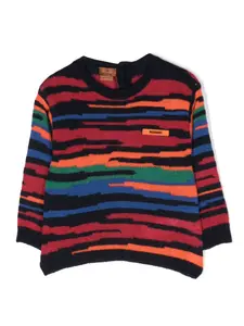 Джемпер с интарсией и нашивкой-логотипом Missoni Kids, синий