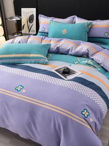 MIDO HOUSE Комплект постельного белья 4 предмета, простыня 200x230 см, цвет purple, менхуаньсинлу