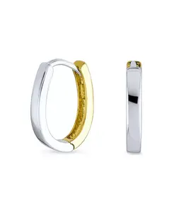 Серьги-Кольца в форме квадратной пирамиды с завитками и филигранным узором в стиле kpop huggie из серебра 925 пробы Bling Jewelry, two-tone