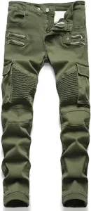 Мужские карго джинсы с карманами slim straight stretch SIDUFHAOPKLL