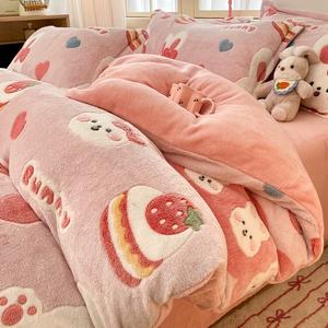 Disney Комплект постельного белья из 4 предметов, простыня на резинке 180x200 см, для матраса 200x230 см, Happy Sweet Rabbit