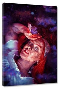 Картина на холсте Hustling Sharks BEAUTY WITH BUTTERFLY, оранжевый