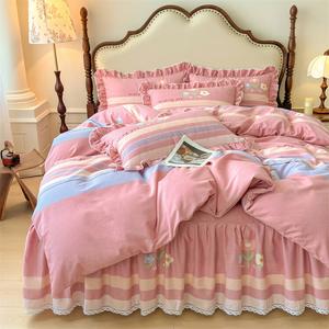 LUOLAI HOME Комплект постельного белья 4 предмета, простыня 180x200 см, пододеяльник 200x200 см