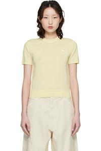 Maison Kitsuné Свитер из тонкой мериносовой шерсти желтого цвета для детеныша лисы