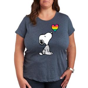 Футболка с принтом Snoopy, радугой и сердечками в горошек Licensed Character, синий