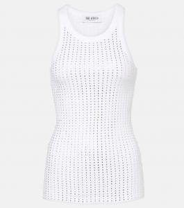 Топ из хлопкового джерси с декоративным узором The Attico, белый