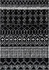 Ковер SAFAVIEH, 61 x 153 см, Tulum Collection, Black & Ivory, Moroccan Boho дизайн с эффектом потертости, не линяет и прост в уходе, идеален для помещений с высокой проходимостью: прихожая, гостиная, спальня (TUL229Z)