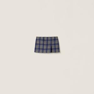 Клетчатая мини-юбка MIU MIU, голубой