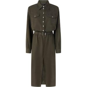 Утилитарное платье-рубашка с поясом PINKO, зеленый