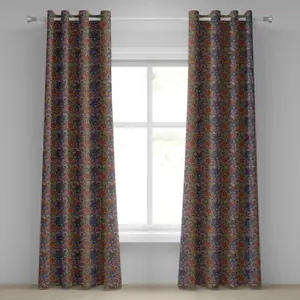 Шторы на люверсах из ткани ABAKUHAUS с батиковым узором, винтажные, комбинированные, вложенные, с узором пейсли, восточные, женственные, культурные, восточные, батик, декоративные, двухпанельные, 280 см x 245 см, разноцветные Abakuhaus