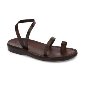 Сандалии на плоской подошве с ремешком на щиколотке Ella коричневого цвета Jerusalem Sandals