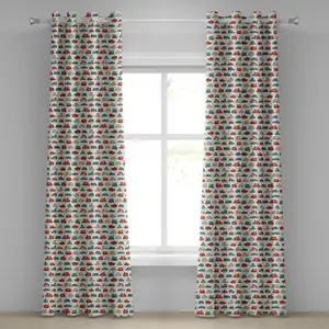 Шторы на люверсах ABAKUHAUS "Автомобиль", милые детские игрушки в детском стиле каракулей с множеством разных машинок, декоративные двухпанельные шторы, 280 см x 245 см, бирюзовый, алый, бежевый Abakuhaus