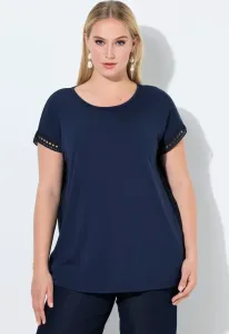 Блузка с ажурной отделкой и короткими рукавами Ulla Popken, Marine