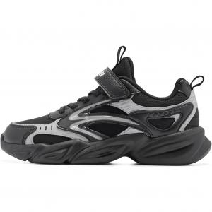 QIAODAN Нескользящие износостойкие низкие детские повседневные кроссовки черного и серебристого цветов для подростков