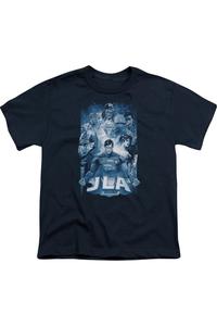 Футболка с коротким рукавом для подростков "Лига справедливости Америки" Burst Gildan, темно-синий