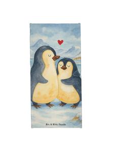 Mr. & Mrs. Panda Банное полотенце с изображением обнимающего пингвина, без надписи, белого цвета