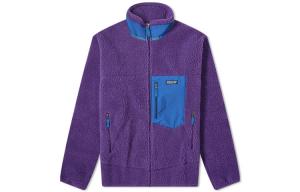 Куртка из искусственной овчины с контрастными карманами Patagonia, фиолетовый/pur