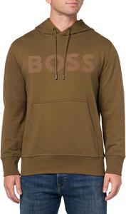 BOSS мужская толстовка с капюшоном из хлопка с большим логотипом, Burnt Olive
