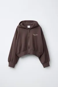 Худи с тисненым текстом Zara, коричневый