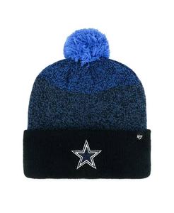 Мужская темно-синяя вязаная шапка Dallas Cowboys Dark Freeze с манжетами и помпоном '47 Brand