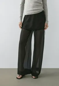 Струящиеся контрастные брюки Massimo Dutti, Black