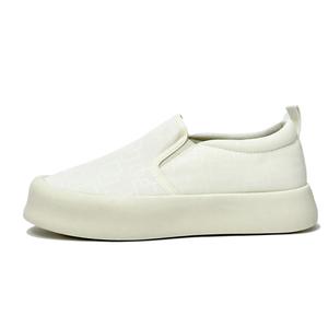 Антискользящие износостойкие мужские низкие кеды из холста белого цвета SLNU 3