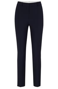 Брюки BOSS TILUNAH узкого кроя со складками, темно-синий