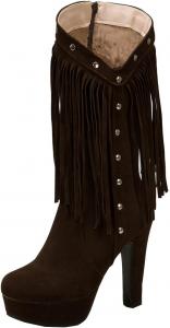 Уникальные женские ботильоны с кисточками на платформе, высокие каблуки, ботинки до щиколотки, средняя голень, боковая молния, круглый носок, модные обувь для вечеринок на зиму Uniquelly, Brown