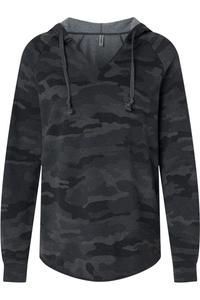 Independent Trading Co. Женская легкая толстовка с капюшоном California Wave Wash, цвет black camo heather