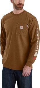 Carhartt мужская огнестойкая футболка Force Loose Fit с логотипом, легкая, с длинным рукавом, Oiled Walnut Heather