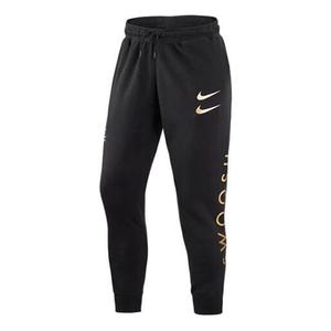 Брюки men's fleece knit printing casual sports pants/trousers/joggers autumn black Nike, черный