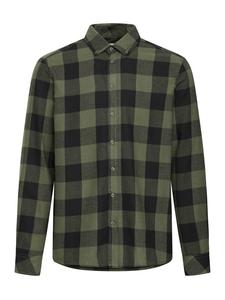 Рубашка с длинными рукавами, круглым вырезом и вышитым логотипом серого цвета. BLEND