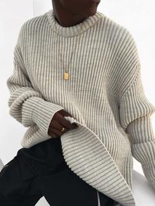 Пуловер Megaman Unisex Oversize Rippstrick | Schwarz | S, бежевый