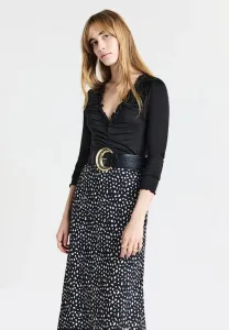 Рубашка с присборенным подолом и длинными рукавами Calliope, Ultrablack