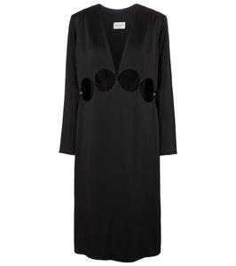 Атласное платье миди с вырезом Dries Van Noten, черный